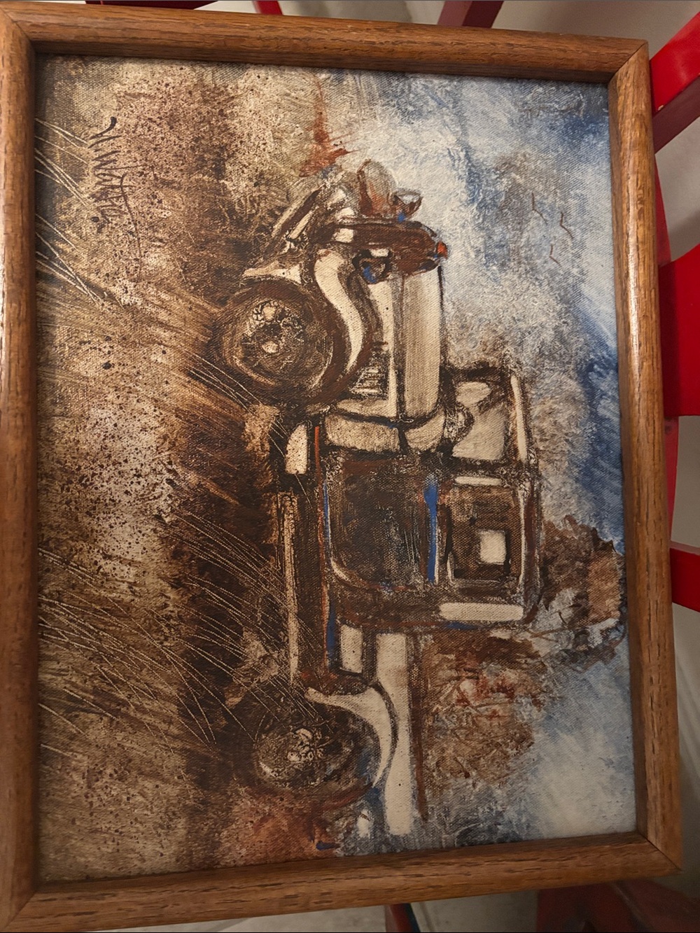 Framed Home Art Painting - Vintage Truck in 17x13